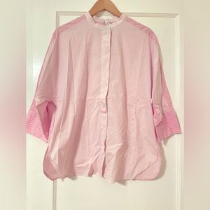 Mango pink and white shirt, 3/4 sleeves, relax mood, summer fresh on skin🤍🩷🖼️